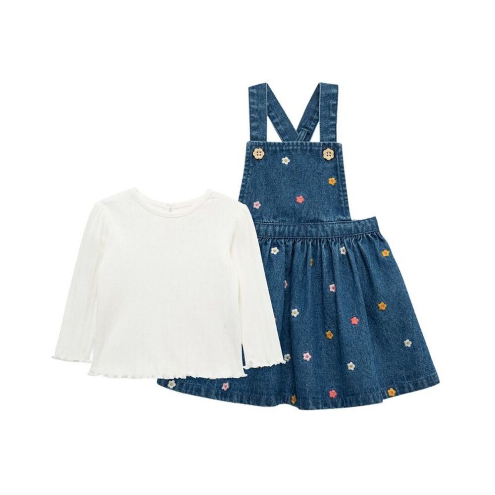 Little Me Girls  Floral Jumper Set, Blue